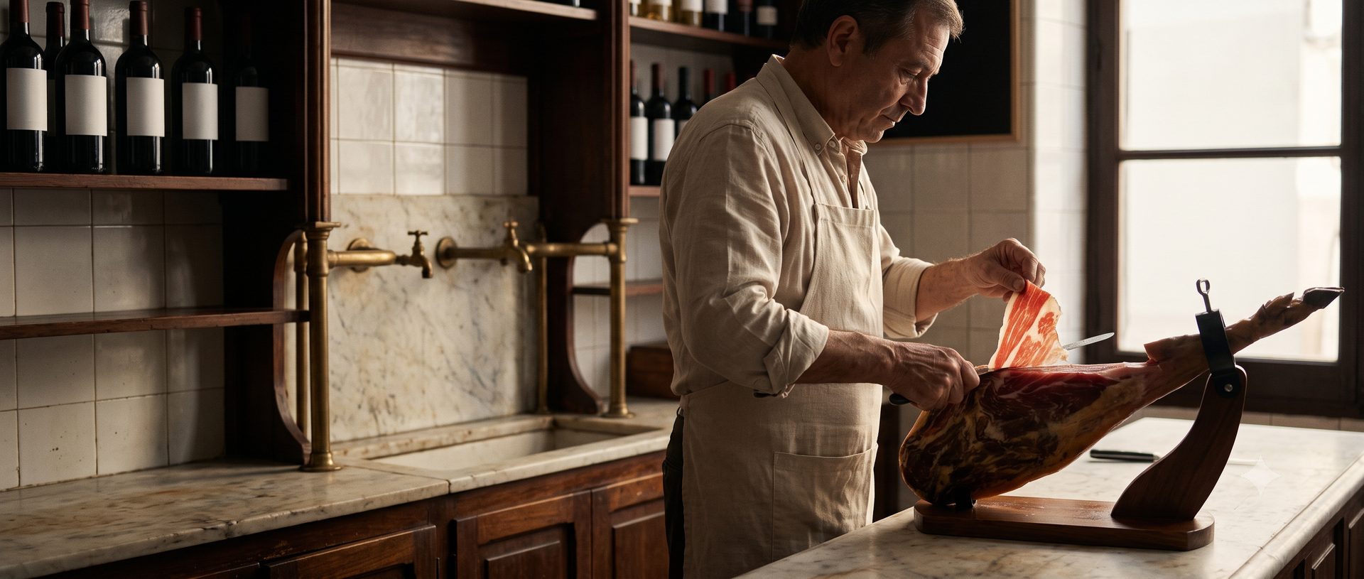Corte de jamón ibérico a cuchillo
